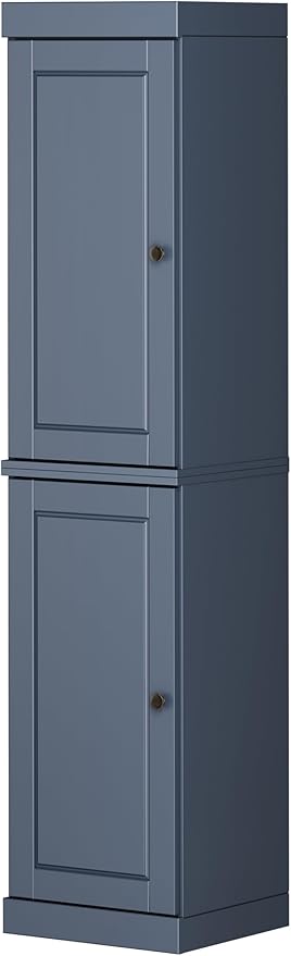 Palace Imports Solid Wood Kitchen Pantry - Narrow Storage Cabinet - Raised Panel Doors, Adjustable Shelves, Antique Blue, 16.5" Wide x 71.5" Tall, 100% Eco-Friendly Wood, Modular Cabinet