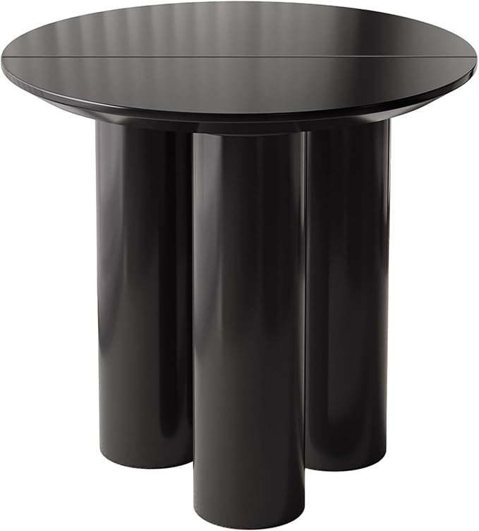Miuuod 29.92" Black Round Dining Table with Three Stable Legs, Single Side Table for Living Room,Space Saving Coffee Table for 1-4 People，Kitchen Table,