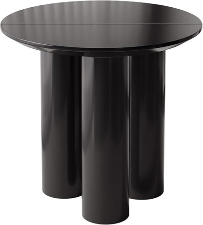 Miuuod 29.92" Black Round Dining Table with Three Stable Legs, Single Side Table for Living Room,Space Saving Coffee Table for 1-4 People，Kitchen Table,