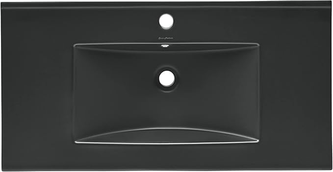 36" Ceramic Vanity Top with Single Faucet Hole in Matte Black