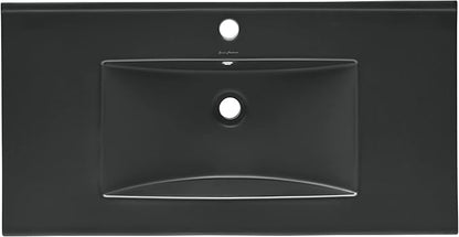 36" Ceramic Vanity Top with Single Faucet Hole in Matte Black