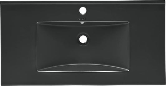 36" Ceramic Vanity Top with Single Faucet Hole in Matte Black
