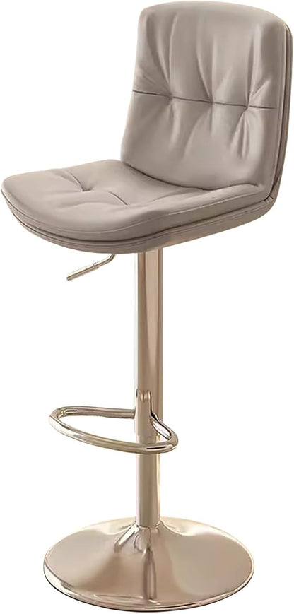 Counter Height s with Back, Faux Leather Adjustable Chairs for Kitchen Island,Light Gray-Silver Leg