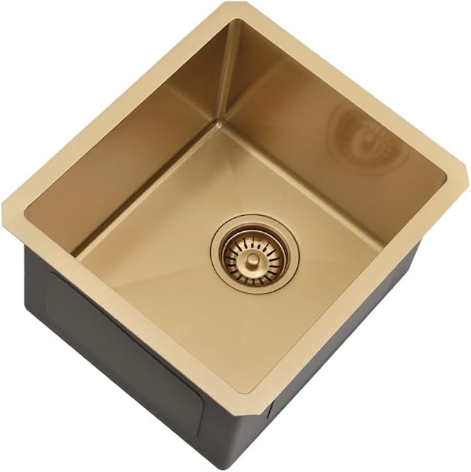 Gold Bar Sink, 13 x 15 Inch Undermount Kitchen Sink Small Wet Bar Prep 16 Gauge Stainless Steel RV Kitchen Single Bowl Basin