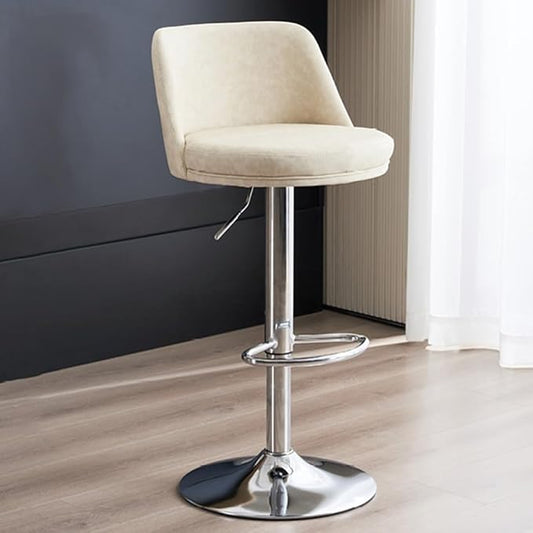 PU Leather Adjustable Stools - Swivel Armless Counter for Kitchen Island, Dining Room &,/Beige B-One Size