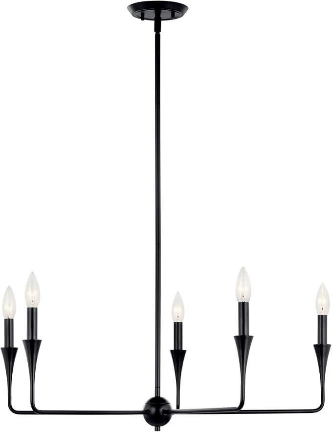 Kichler Alvaro 5-Light Chandelier, Soft Modern Light in Black, for Dining Room, Office or Bedroom (19.25" x 30.25"), 52689BK