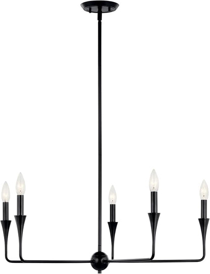 Kichler Alvaro 5-Light Chandelier, Soft Modern Light in Black, for Dining Room, Office or Bedroom (19.25" x 30.25"), 52689BK