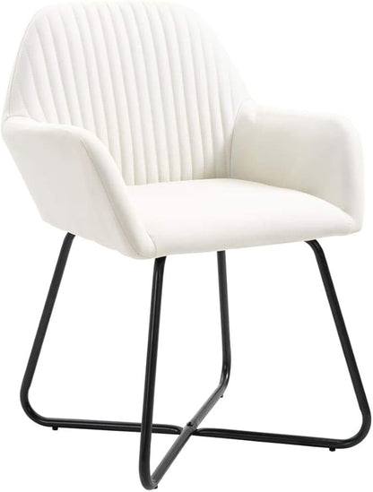 Set of 2 Cream Dining Chairs Modern Accent Chairs with Powder-Coated Steel Frame 24 x 24 x 33.1 in Comfortable Upholstered Seat for Dining Room Kitchen Living Room Bedroom Office