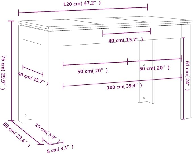 Smoked Oak Dining Table, 47.2"x23.6" Engineered Wood, Seats 4, Easy Assembly