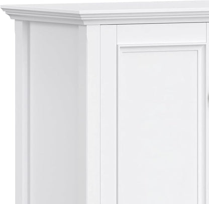 SIMPLIHOME Amherst Storage Cabinet - 66 inch Wide Solid Wood 4-Shelf Sideboard Cabinet in White, Transitional Buffet for Living Room or Dining Room with 4 Doors and Adjustable Shelves