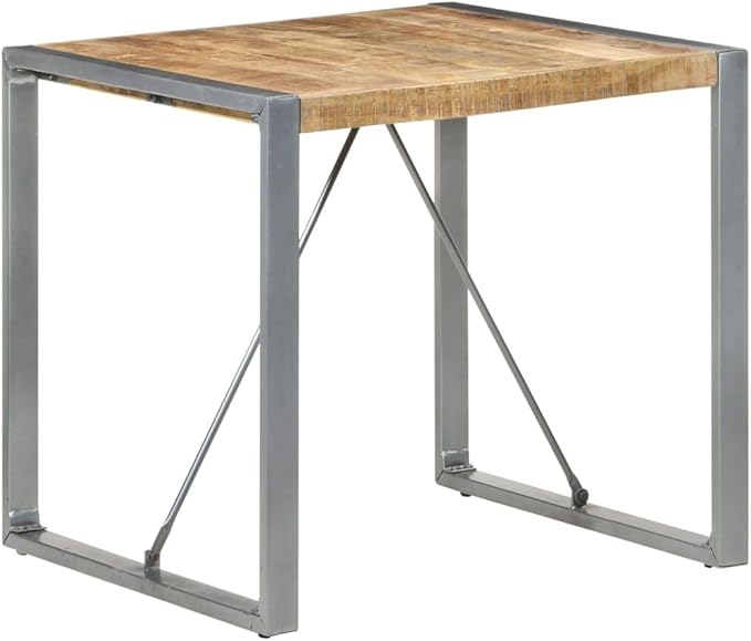 Small Dining Table Square Solid Mango Wood 31.5x31.5x29.5 in Dining Room Table Industrial Style Powder-Coated Steel Frame Seats 4 for Kitchen or Compact Spaces