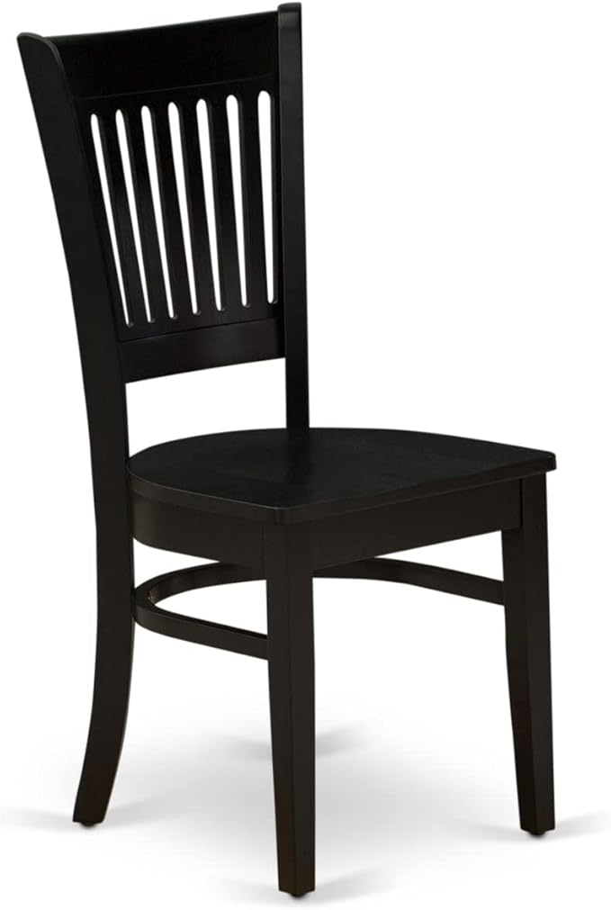 East West Furniture VAC-BLK-W Vancouver Dining Room Chairs - Slat Back Wood Seat Chairs, Set of 2, Oak