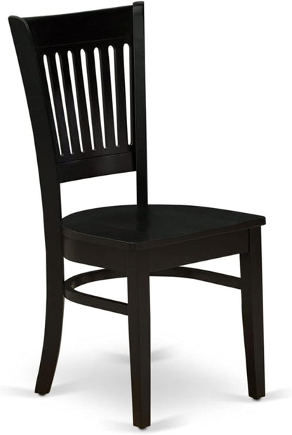 East West Furniture VAC-BLK-W Vancouver Dining Room Chairs - Slat Back Wood Seat Chairs, Set of 2, Oak