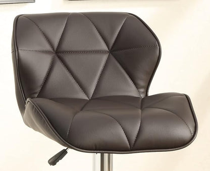 Modern Dining Chair Kitchen Island Stools Counter Height Adjustable Gas Lift Chrome Base Dining Chairs Upholstered Faux Leather Mid-Century Sturdy Stable Easy Assembly,Brown-Metal-Setof2