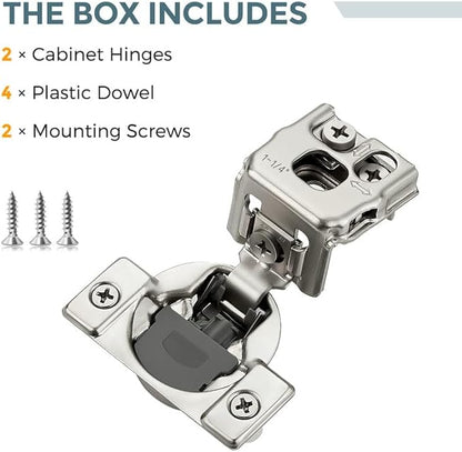 HOME EDIT 2 Pack 1 Pair 1-1/4 inch Overlay Soft Close Cabinet Hinges for Kitchen, Stainless Steel Three-Way Adjustable, Concealed Self-Closing Door Hinges