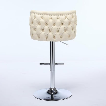 Furniture,Swivel Adjusatble Seat Height with Chrome Base, Modern PU Upholstered Bar Stools with The Whole Back Tufted, for Home Pub and Kitchen Island,Beige, Set of 2