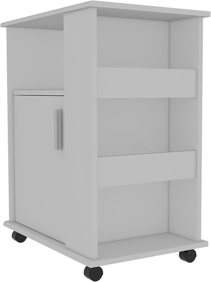 GOWE Tournament 6-Shelf 1-Door 3-Drawer 2-Piece Kitchen Set, Kitchen Island and Kitchen Cart White and Light Oak