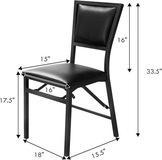 Goplus Topment Set of 2 Steel Folding Chair, PU Upholstered Counter Height Side Chairs with High Backrest & Steel Frame, Modern Style Folding Chairs for Kitchen Dining Room Restaurant