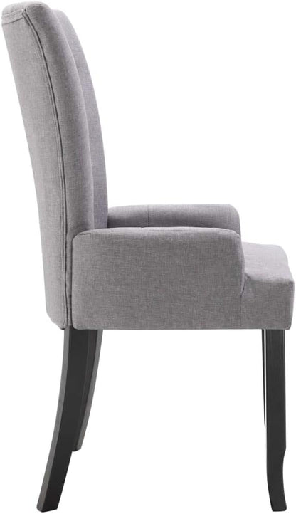 6-Piece Light Gray Fabric Dining Chairs with Armrests, Modern Farmhouse Kitchen Chairs, Oak Wood Frame Comfortable Upholstered Seating for Dining Room, Kitchen, Comedor