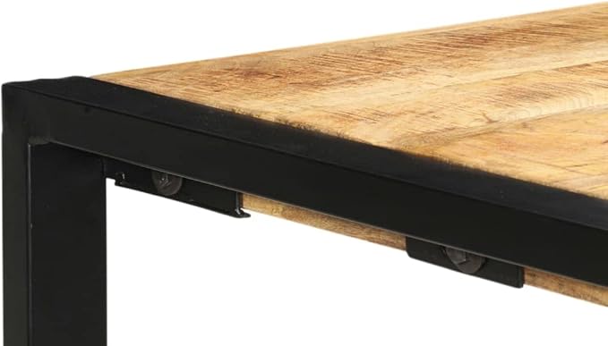 Solid Mango Wood Bar Table with Steel Legs Brown Rectangular Counter Height for Dining Room Home Bar Small Spaces Kitchen Island Bistro Gatherings