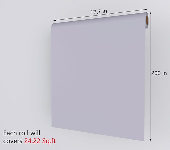 Decotalk Lilac Wallpaper Light Purple Contact Paper Peel and Stick 17.7x200 Inch Light Purple Wallpaper for Bedroom Solid Color Contact Paper for Cabinets and Drawers Lilac Vinyl Wrap, Renter Friendly