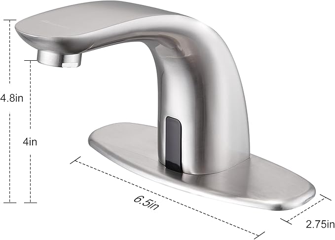 Charmingwater Touchless Bathroom Sink Faucet with Hole Cover Plate, Brushed Nickel