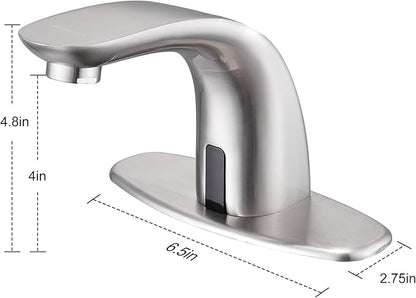Charmingwater Touchless Bathroom Sink Faucet with Hole Cover Plate, Brushed Nickel