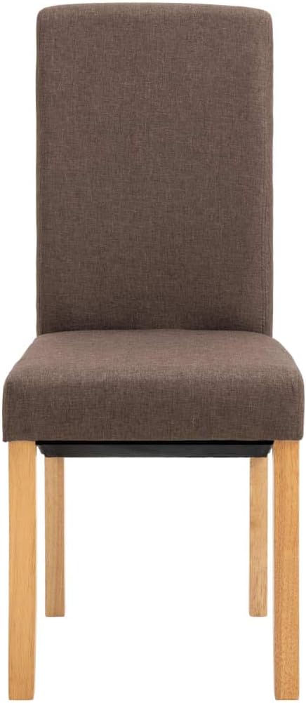 6 Pack Modern Farmhouse Dining Chairs Brown Fabric with Wooden Frame Set of 6 Comfortable Kitchen and Living Room Chairs for Home Furniture