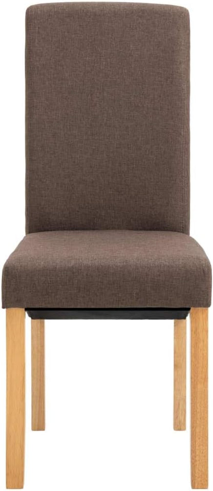 Modern Brown Fabric Dining Chairs Set of 2 - Wooden Frame Comfortable Kitchen and Living Room Furniture with Sturdy Design for Home Dining