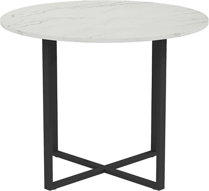 Round Dining Table Set for 4, Round Dining Room Table Set for 4 with Metal Leg and 4 Chairs, Small Kitchen Island with Seating for Small Spaces