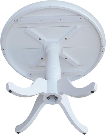 HomeStock Island Interiors 36-in Round Top Pedestal Table - 28.9-InH - White Finish, Solid Parawood, for Use with Dining Chairs, Ready to Assemble, Timeless Design for Coastal-Inspired Spaces