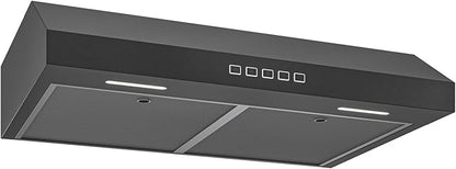 Broan-NuTone 36 Inch Glacier Under Cabinet Range Hood, ENERGY STAR, 350 Max Blower CFM - Electric Rangehood and Exhaust for Kitchen Stove Cooking and Ventilation, Black Stainless Steel