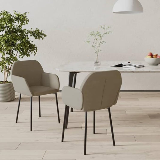 Set of 2 Modern Light Grey Velvet Dining Chairs 23.2"x21.3"x29.9", Ergonomic Farmhouse Accent Seat for Kitchen Comedor Living Room Bedroom