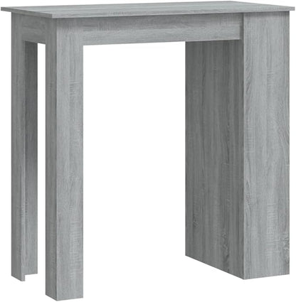 Gray Sonoma Engineered Wood Bar Table with 3 Shelves for Kitchen Living Room, Modern Medium Height Dining Table for 4 People, Sturdy Storage Furniture with Sleek Design