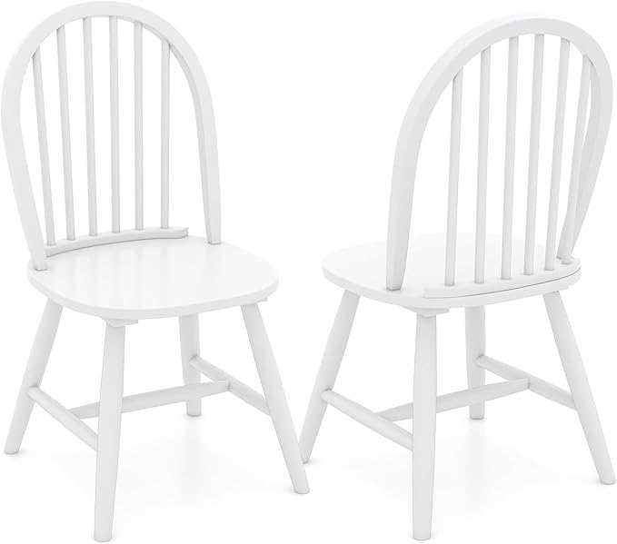 Safeplus 18" Oak Dining Chairs Set of 2, Wood Windsor Chair with Spindle Back for Country Farmhouse Kitchen Island