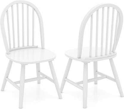 Safeplus 18" Oak Dining Chairs Set of 2, Wood Windsor Chair with Spindle Back for Country Farmhouse Kitchen Island