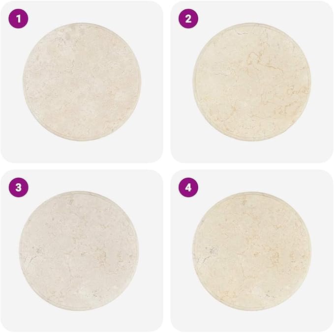 Cream Marble Table Top 19.7" Round Polished Natural Stone Surface, Easy Clean Heat Resistant Coffee or Dining Slab for Kitchen, Living Room and Patio