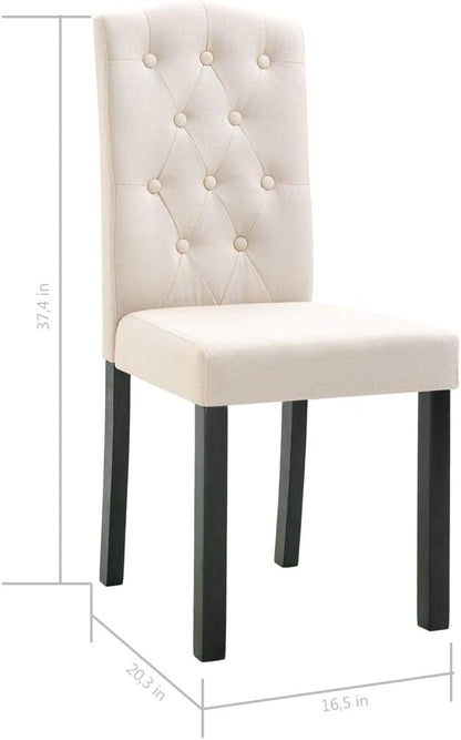 Set of 4 Cream Dining Chairs, 18.1" Leg Rubberwood & Soft Fabric, Compact 15.7" Seat, Modern Farmhouse Side Chairs for Dining Room Kitchen Living Room