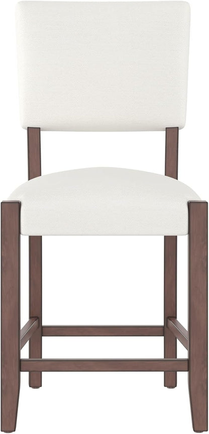 Mid Century Modern Stools Set of 4 Off White Rubber Wood Elegance Kitchen Island Dining Room Cozy Living