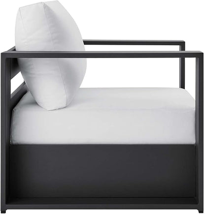 Modway Tahoe Aluminum 4-Piece Outdoor Patio Set in Gray White