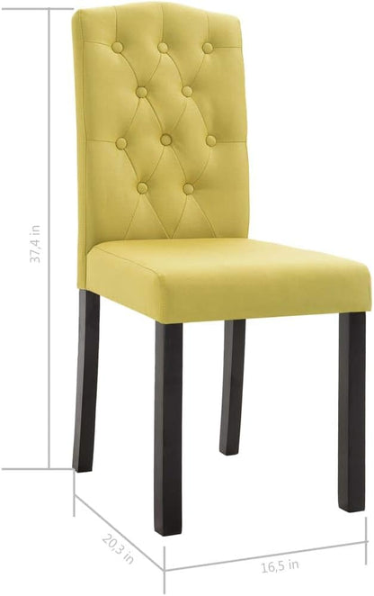 4 Green Dining Chairs, Modern Farmhouse Fabric Button-Tufted, Rubber Wood Legs 18.1", W8 L6.5 H14.7, Dining Kitchen Accent