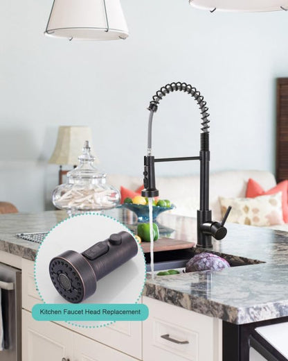 Pull Down Faucet Head Replacement: 3-Function Kitchen Faucet Head with 9 Adapters - Oil Rubbed Bronze Kitchen Sink Spray Replacement Compatible with Moen, Delta, American Standard Faucets