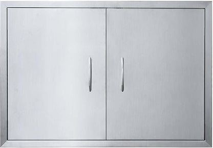 JIE JIN 31" W X 24" H Outdoor Kitchen Doors Double Doors Thickened 304 Brushed Stainless Steel BBQ Access Door BBQ Island Doors Outdoor Kitchen Accessories Door for Outdoor Kitchen BBQ Island