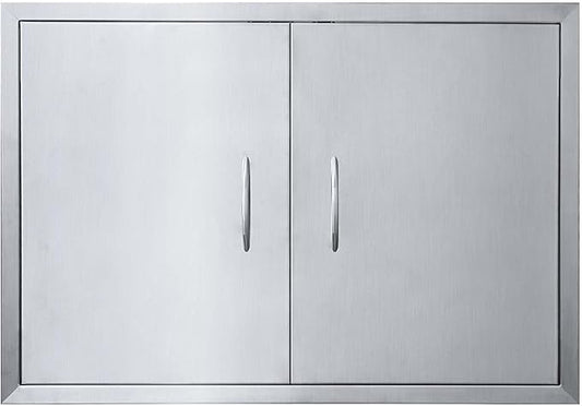 JIE JIN 31" W X 24" H Outdoor Kitchen Doors Double Doors Thickened 304 Brushed Stainless Steel BBQ Access Door BBQ Island Doors Outdoor Kitchen Accessories Door for Outdoor Kitchen BBQ Island