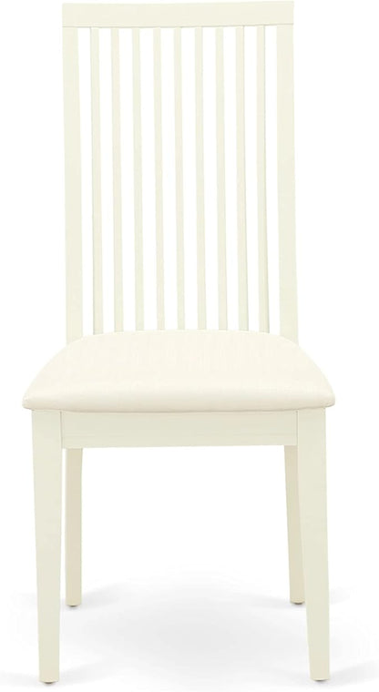 East West Furniture IPC-LWH-C Ipswich Dining Chairs - Linen Fabric Upholstered Wood Chairs, Set of 2, Linen White