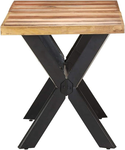 Solid Acacia Wood Dining Table 55.1 x 27.6 x 29.5 in Honey Brown Industrial Farmhouse Kitchen Table Seating 6 for Dining Room or Small Apartment