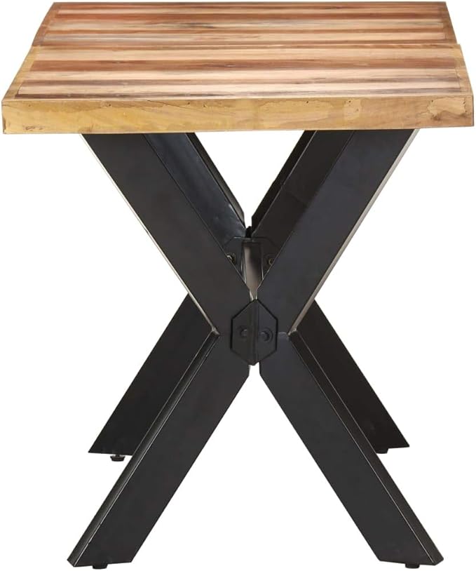 Solid Acacia Wood Honey Dining Table 55.1"x27.6" Industrial Kitchen & Dining Room Table Seats 6 Easy Assembly Compact Rustic Furniture for Apartment Loft