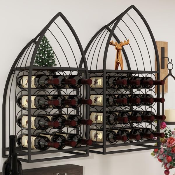 Wine Cabinet - 2 Piece Display Rack, Freestanding Bottle Storage, Home Bar Kitchen Organizer, Bottle Holder Liquor Cabinet Rustic Bar Storage Decorative Kitchen Island Shelf Dining Room Organizer