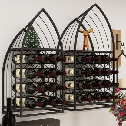 Wine Cabinet - 2 Piece Display Rack, Freestanding Bottle Storage, Home Bar Kitchen Organizer, Bottle Holder Liquor Cabinet Rustic Bar Storage Decorative Kitchen Island Shelf Dining Room Organizer