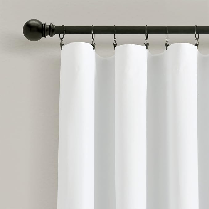 Lush Decor Allison Ruffle 100% Blackout Window Curtain Single 40" W x 84" L White - White Blackout Curtains for Bedroom or Nursery - Coquette Curtains